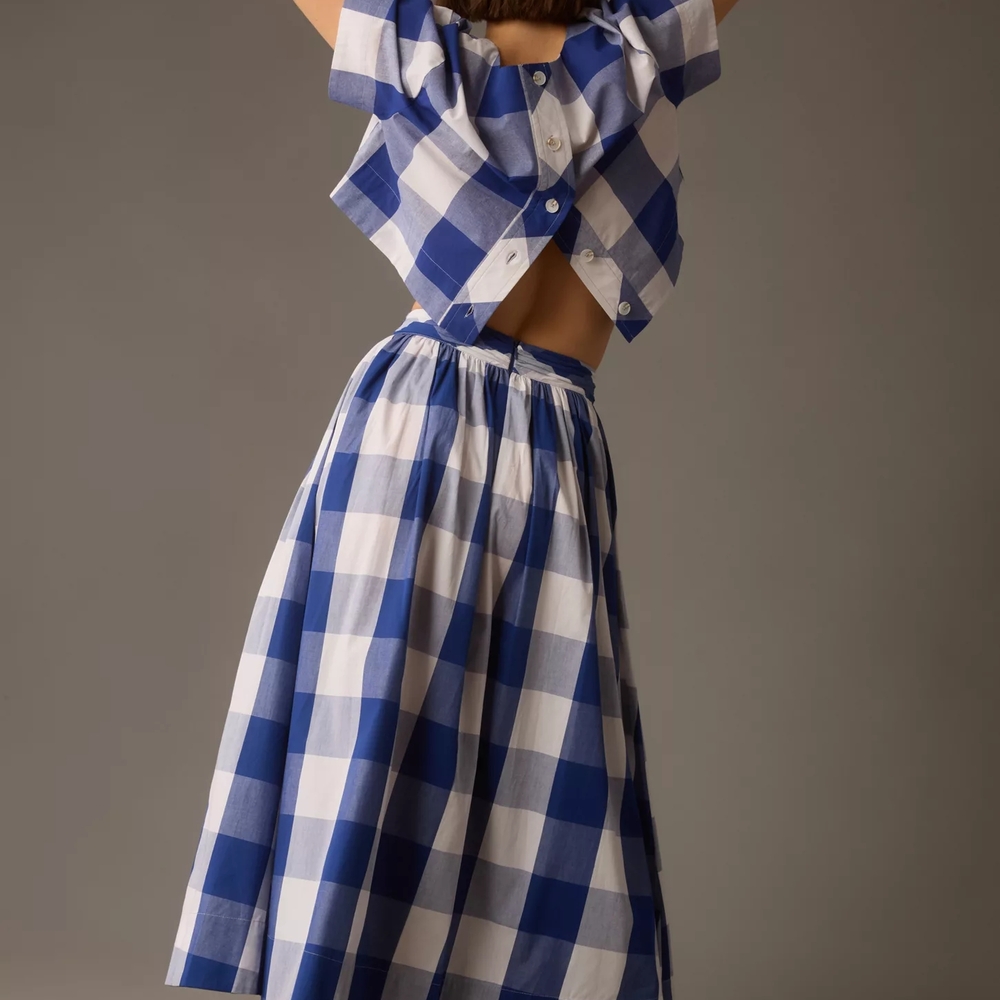 NEW Sunday in Brooklyn Plaid Side-Slit Skirt L - Picture 3 of 3